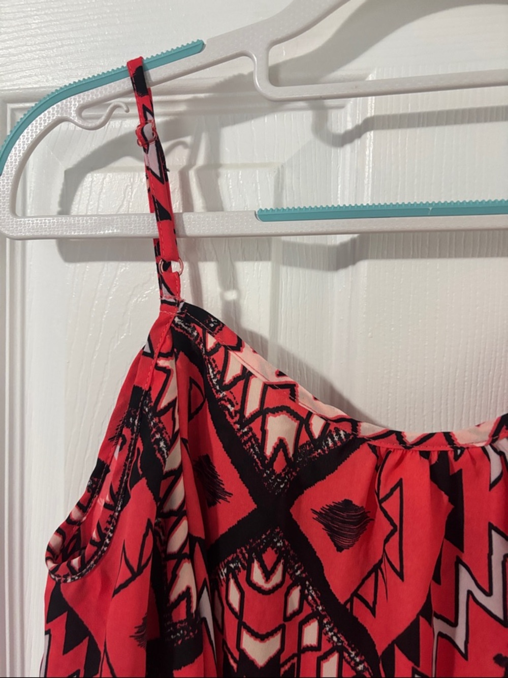 Pink/Coral Aztec Print Ruffle Cami Top - Picture 4 of 5